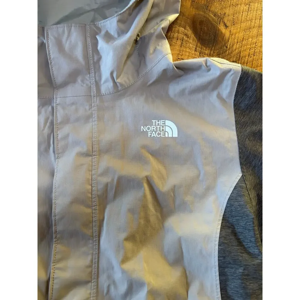 The North Face Girls Gray Full‎ Zip Windbreaker DryVent Hooded Jacket 14/16